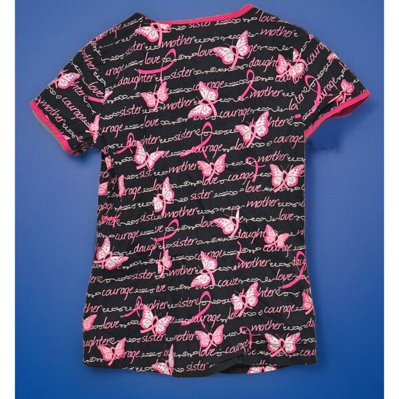 Koi Breast Cancer Support Scrub Top Size XS - Picture 2 of 5